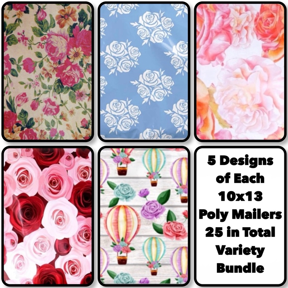 25 10x13 Poly Mailers Rose Garden Variety Bundle - Picture 3 of 8